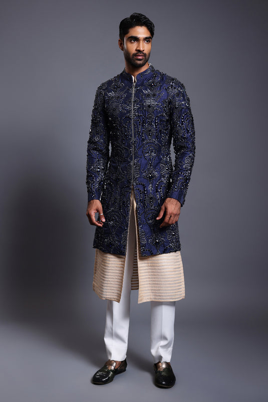 CF zircon sherwani navy