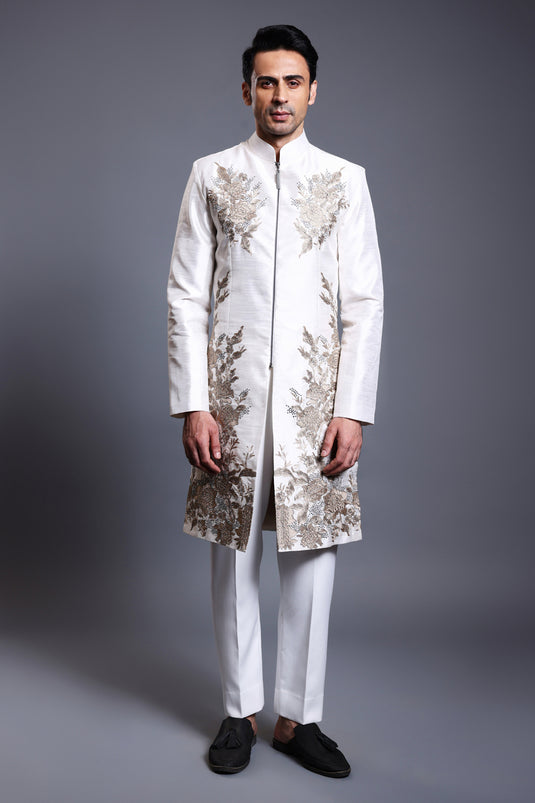 CF zari sherwani ivory