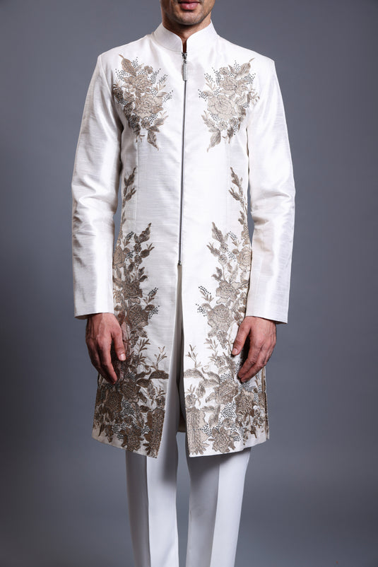 CF zari sherwani ivory