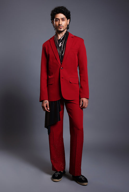 CF crystal gradient suit red