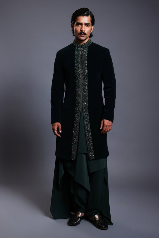 CF crystal sherwani emerald