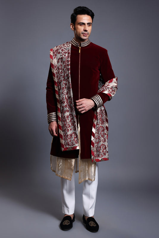 CF classic sherwani maroon