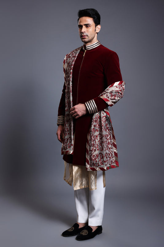 CF classic sherwani maroon