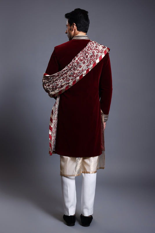 CF classic sherwani maroon