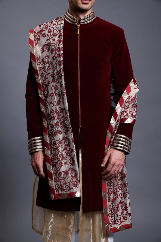 CF classic sherwani maroon