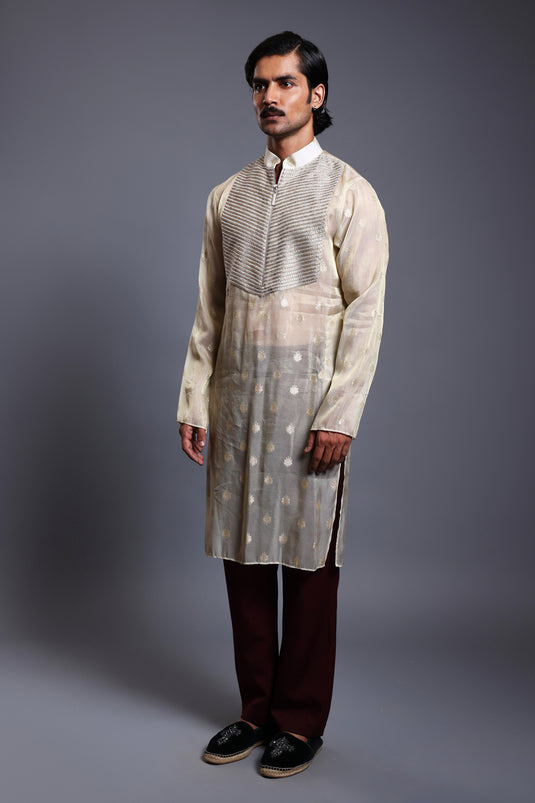 CF crystal yoke kurta ivory