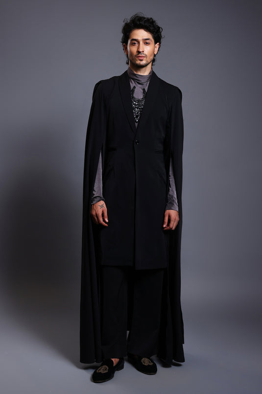 CF draped overcoat black