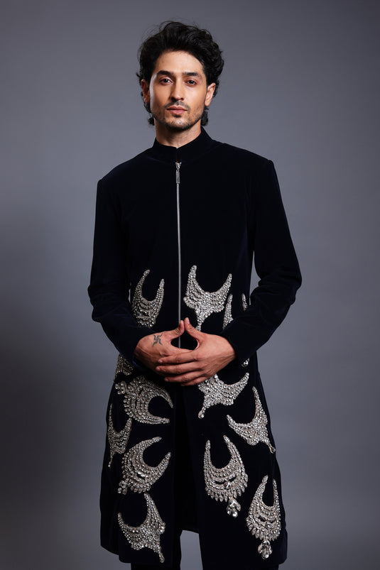 CF necklace sherwani navy / ST-ICW24-SHRWN-016