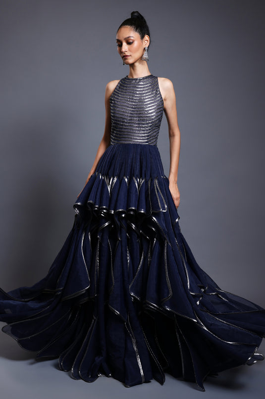 CF cascade gown navy