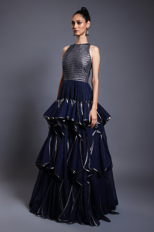 CF cascade gown navy