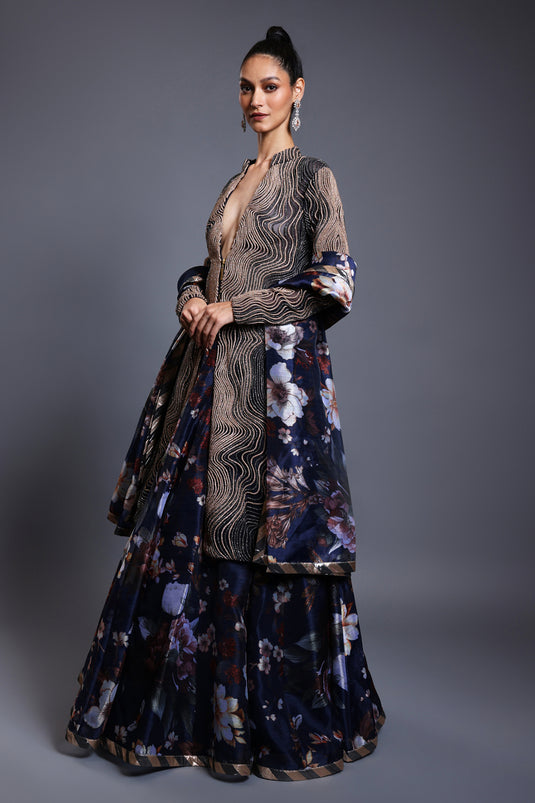 CF bumblebee lehenga navy