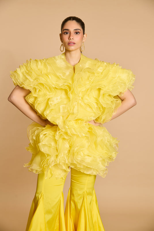 Spectrum ruffle jacket yellow