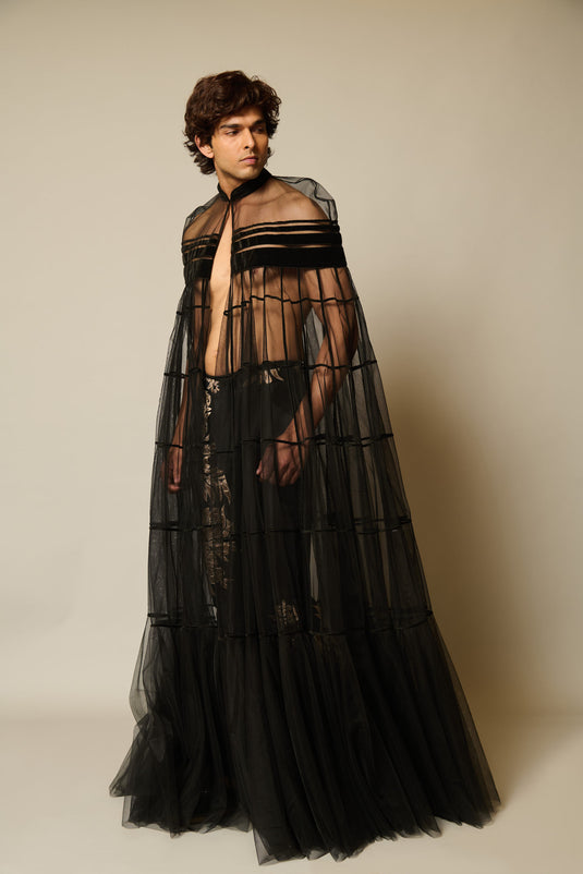 Checkmate Tulle strip cape