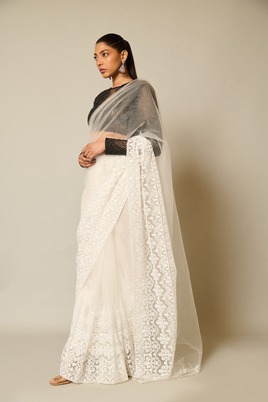 checkmate Rope-lace sheer saree