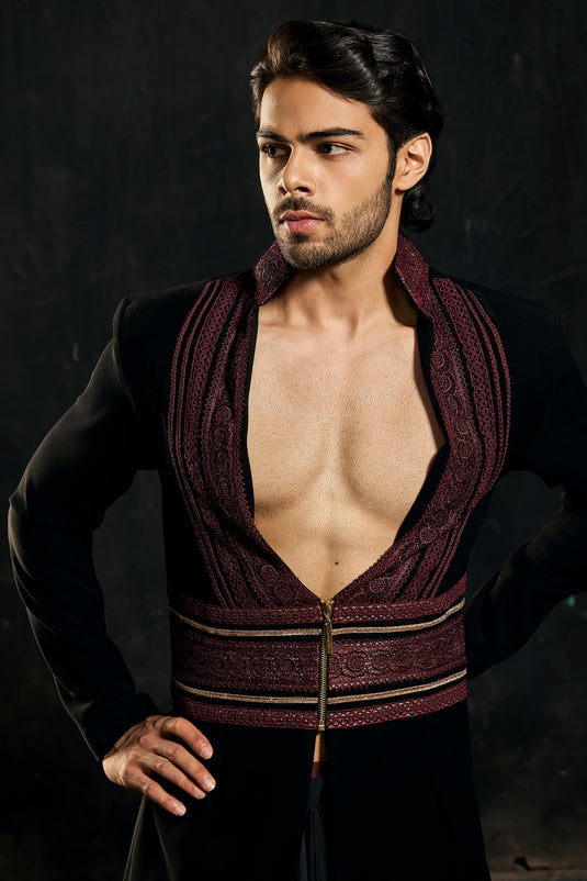 Red carpet crochet sherwani