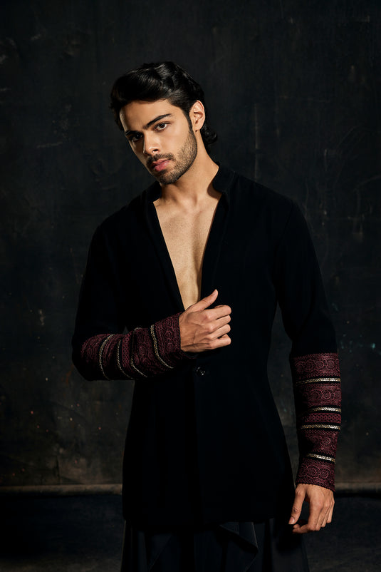 Red carpet crochet short sherwani